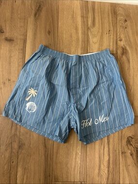 Hot Mess Blue Pinstripe Cotton Sleep Shorts